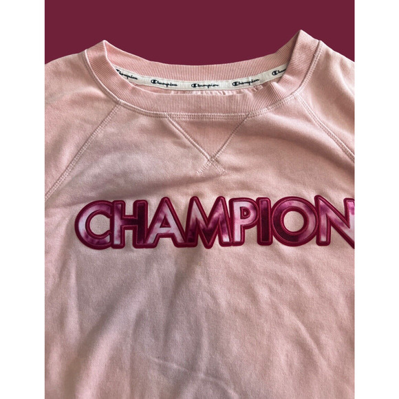 CHAMPION SPELLOUT Campus French Terry Cotton Sweatshirt, Pink| Women's Size: 1X - Picture 8 of 10